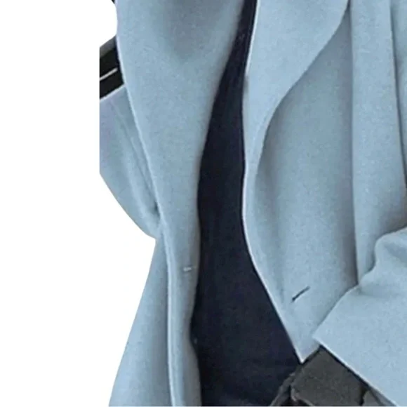 STYLISH OVERSIZED FLEECE COAT IN LIGHT BLUE - Picture 2 of 4